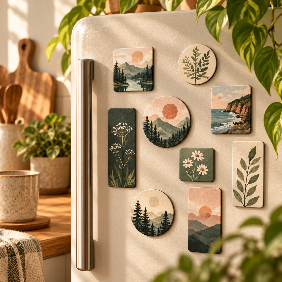 Illustrative decorative fridge magnets collection