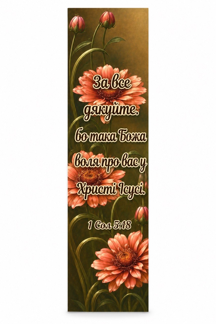 Orange flowers with Ukrainian 1 Thessalonians 5:18