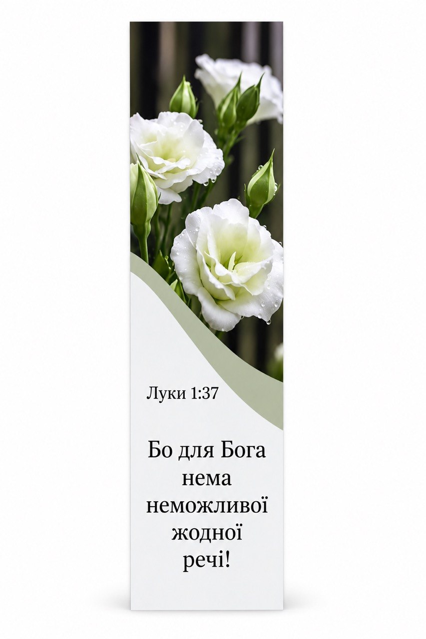 White flowers with Ukrainian Luke 1:37