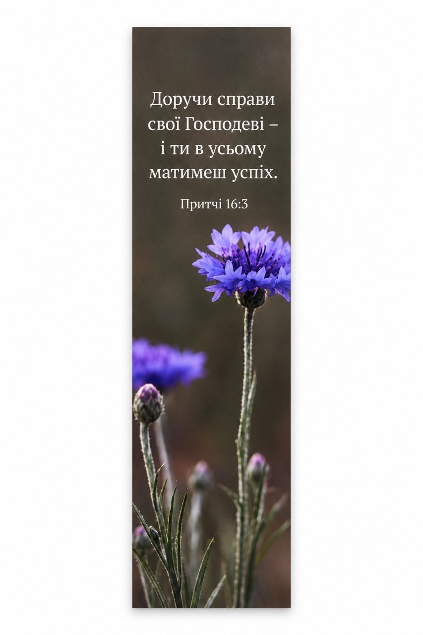 Purple cornflower with Ukrainian Proverbs 16:3