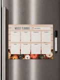 Autumn harvest magnetic weekly planner on refrigerator with marker