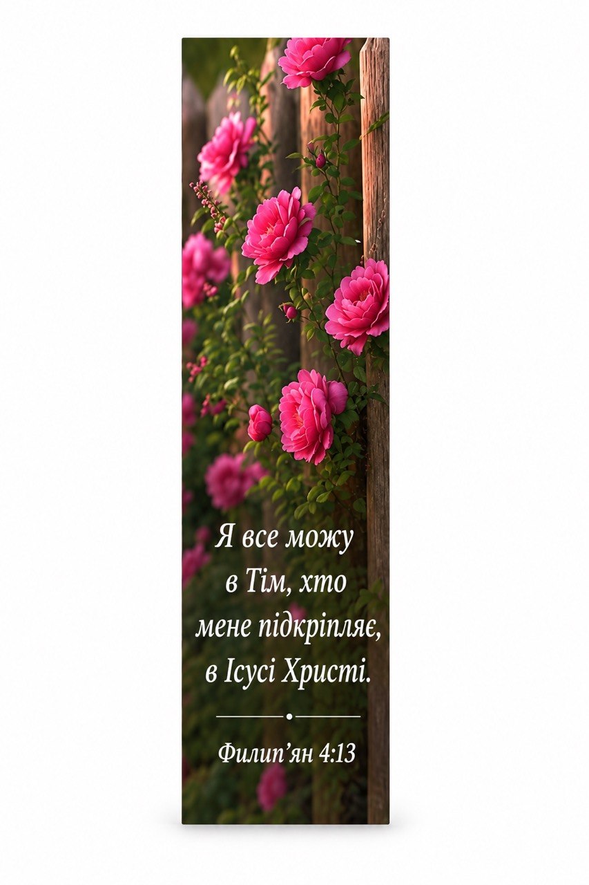 Philippians 4:13 Pink Roses Christian Bookmark product photo