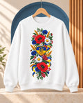 Ukrainian floral heart Tryzub centered crewneck sweatshirt