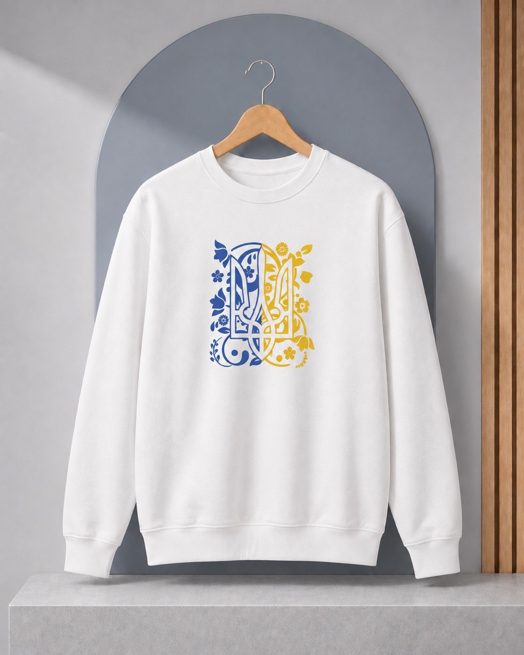 Floral Tryzub Crewneck Sweatshirt design preview