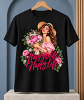 Happy Wife, Happy Life T-Shirt — Floral Graphic — Black preview