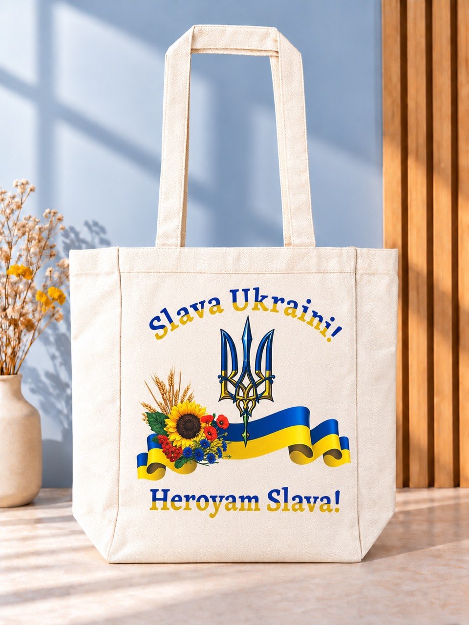 Slava Ukraini Heroyam Slava sunflower tote bag